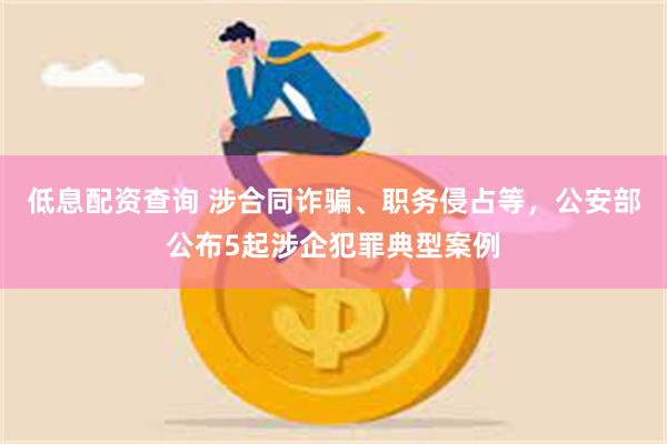 低息配资查询 涉合同诈骗、职务侵占等，公安部公布5起涉企犯罪典型案例